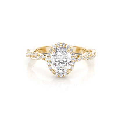 Oval Yellow Gold Halo Diamond Engagement Rings