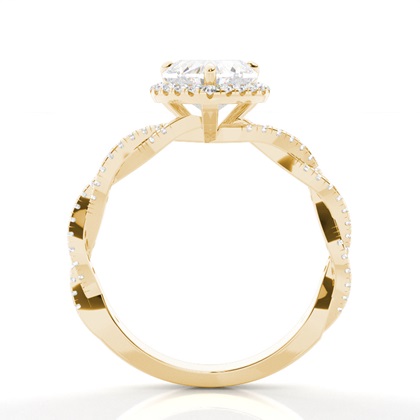 Heart Yellow Gold Halo Engagement Rings