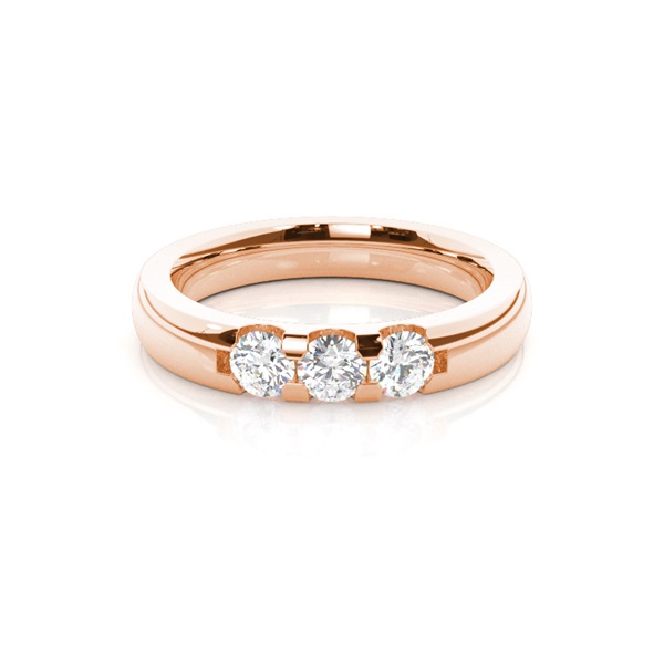 Three Stone Diamonds Studded Womens Wedding Band