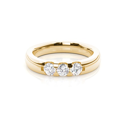 Three Stone Diamonds Studded Womens Wedding Band