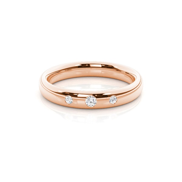 Drei Stein Diamant besetzte Frauen Ehering