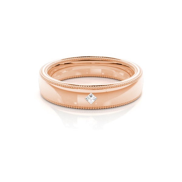 Edge Milgrain Diamond Studded Womens Wedding Band
