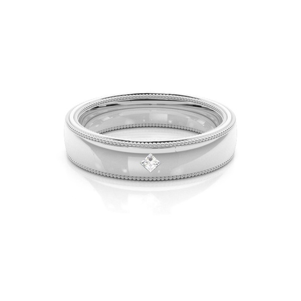 Edge Milgrain Diamond Studded Womens Wedding Band