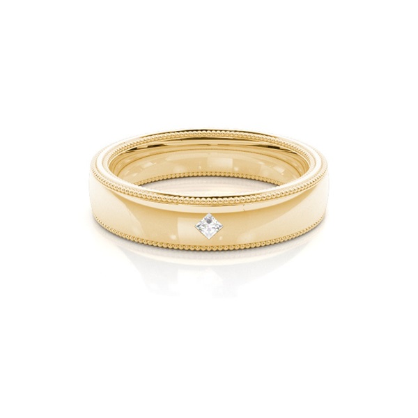 Edge Milgrain Diamond Studded Womens Wedding Band