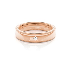 Edge Milgrain Diamant besetzte Damen Ehering