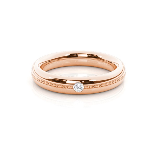 Solitär Runde Diamant besetzte Damen Ehering