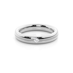 Solitaire Round Diamond Studded Womens Wedding Band