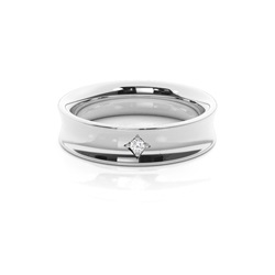 Concave Profile Diamond Studded Womens Wedding Band