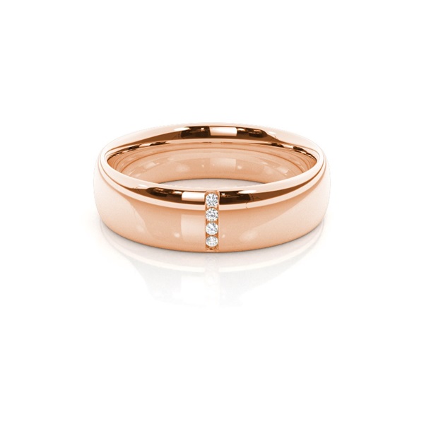 Diamond Studded Low Dome Profile Womens Wedding Band