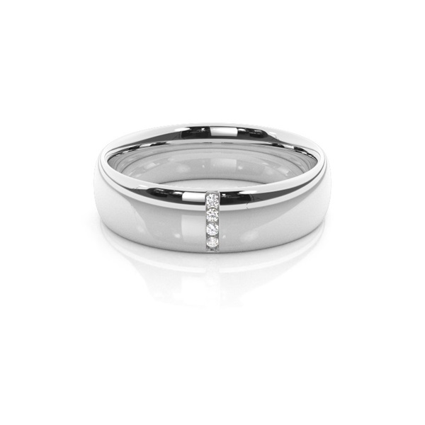 Diamond Studded Low Dome Profile Womens Wedding Band