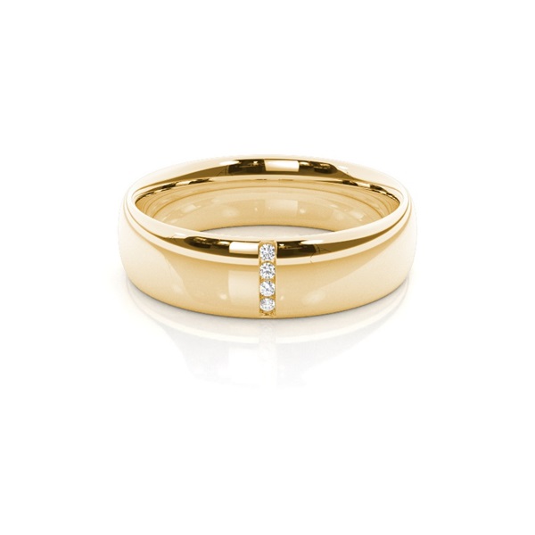 Diamond Studded Low Dome Profile Womens Wedding Band
