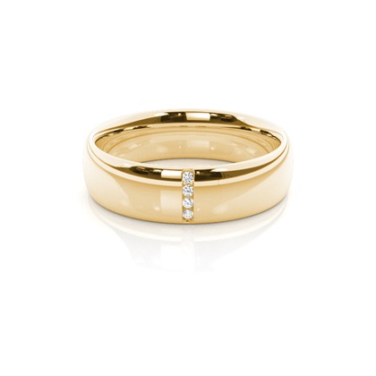 Diamond Studded Low Dome Profile Womens Wedding Band