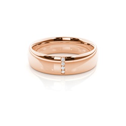 Diamond Studded Low Dome Profile Womens Wedding Band