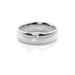 Diamond Studded Low Dome Profile Womens Wedding Band