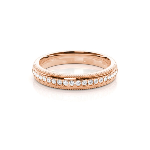 Diamond Studded Milgrain Design Womens Wedding Band