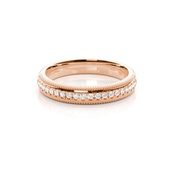 Diamond Studded Milgrain Design Womens Wedding Band