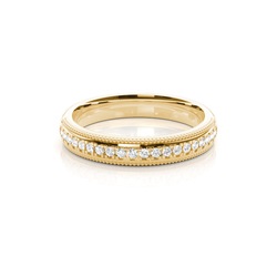 Diamond Studded Milgrain Design Womens Wedding Band