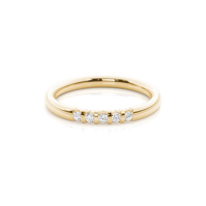 Round Diamond Studded Five Stone Womens Wedding Band