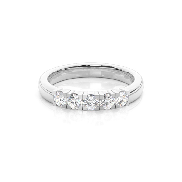 Prong Set Round Diamond Five Stone Womens Wedding Ring