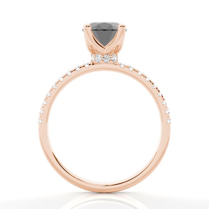 Versteckter Halo-Verlobungsring mit rundem schwarzen Diamanten