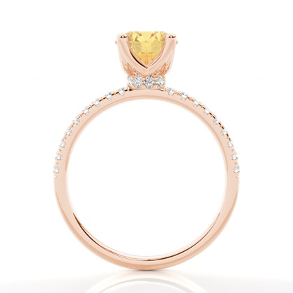 Versteckter Halo Verlobungsring mit gelbem Diamant