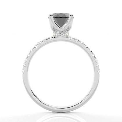 Versteckter Halo-Verlobungsring mit rundem schwarzen Diamanten