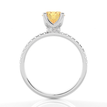 Versteckter Halo Verlobungsring mit gelbem Diamant