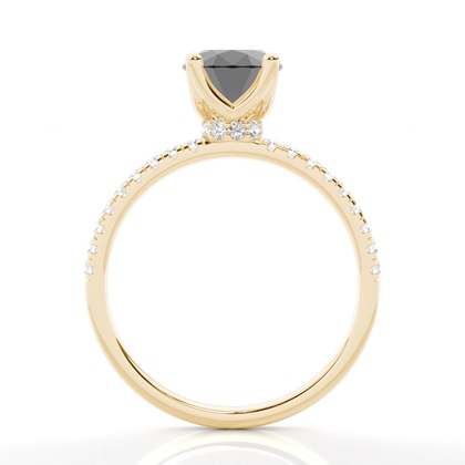 Versteckter Halo-Verlobungsring mit rundem schwarzen Diamanten