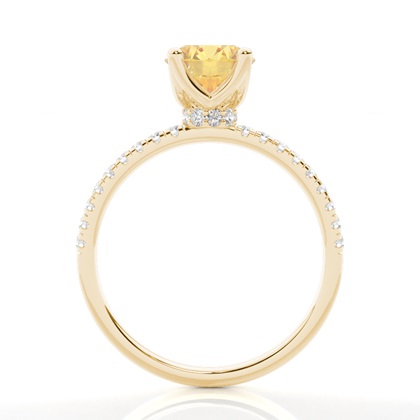 Versteckter Halo Verlobungsring mit gelbem Diamant