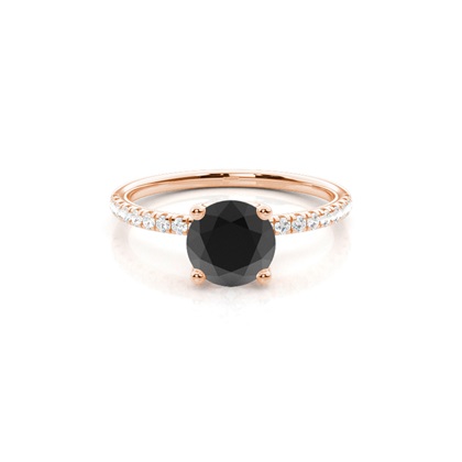 Round Black Diamond Hidden Halo Engagement Ring