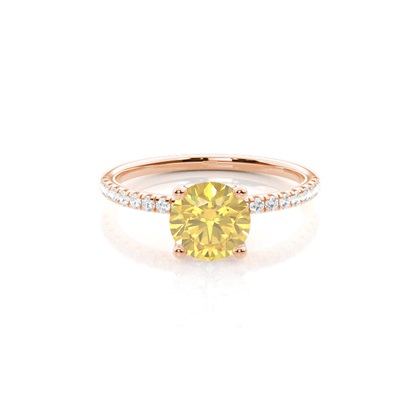 Versteckter Halo Verlobungsring mit gelbem Diamant
