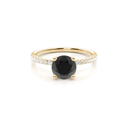Round Black Diamond Hidden Halo Engagement Ring