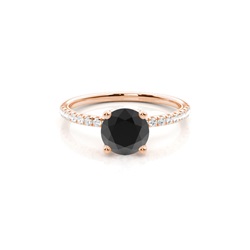 Round Black Diamond Hidden Halo Engagement Ring