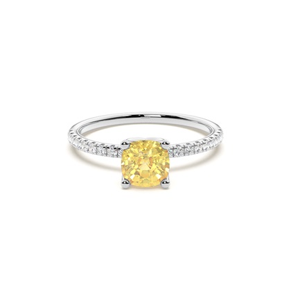 Cushion Yellow Diamond Engagement Rings