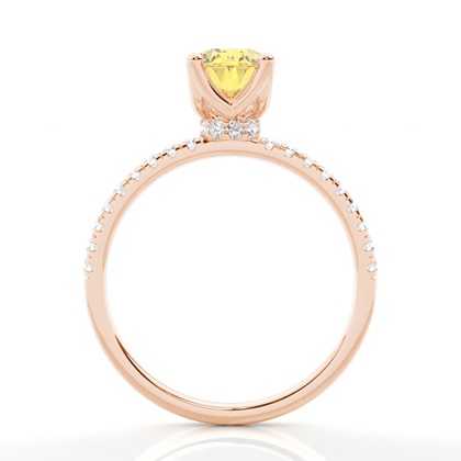 Versteckter Halo Verlobungsring mit gelbem Diamant