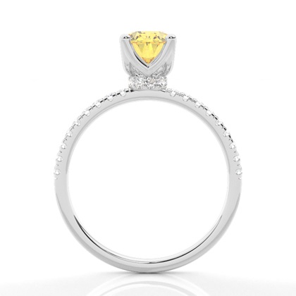 Versteckter Halo Verlobungsring mit gelbem Diamant