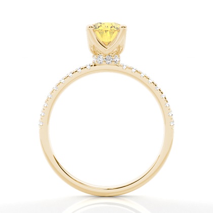 Versteckter Halo Verlobungsring mit gelbem Diamant