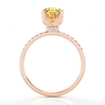 Versteckter Halo Verlobungsring mit gelbem Diamant