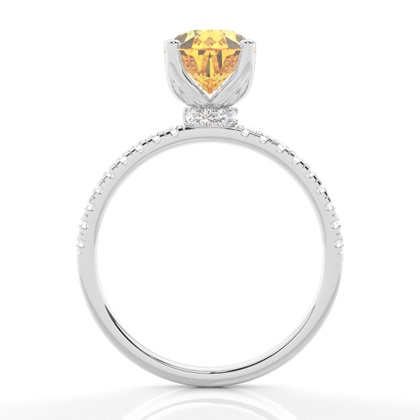 Versteckter Halo Verlobungsring mit gelbem Diamant