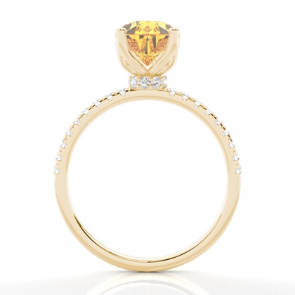 Versteckter Halo Verlobungsring mit gelbem Diamant