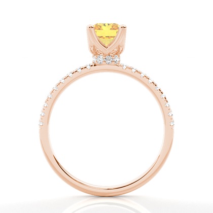 Versteckter Halo Verlobungsring mit gelbem Diamant