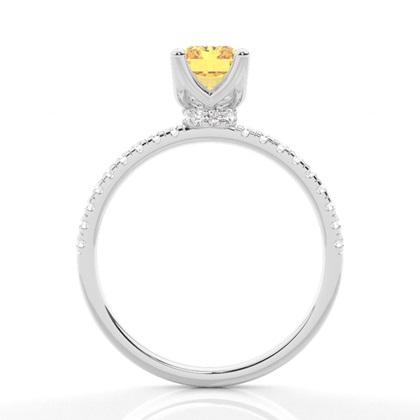 Versteckter Halo Verlobungsring mit gelbem Diamant