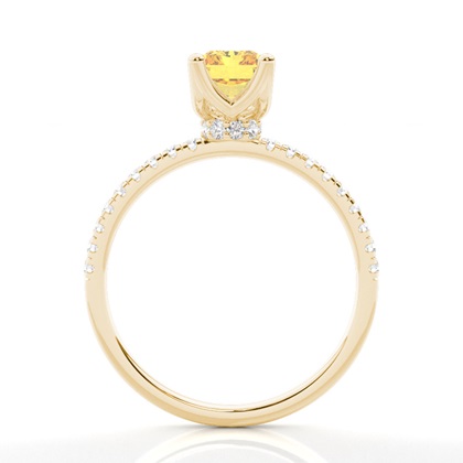 Versteckter Halo Verlobungsring mit gelbem Diamant