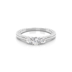 Bague de fiançailles diamant trilogie sertie 4 griffes