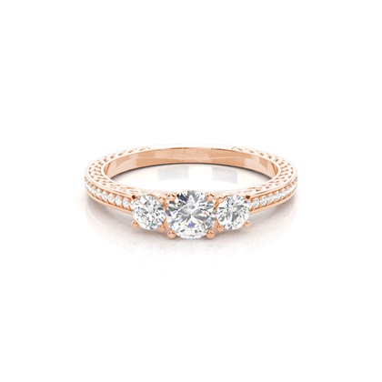 Rose Gold 3 Stone Diamond Rings