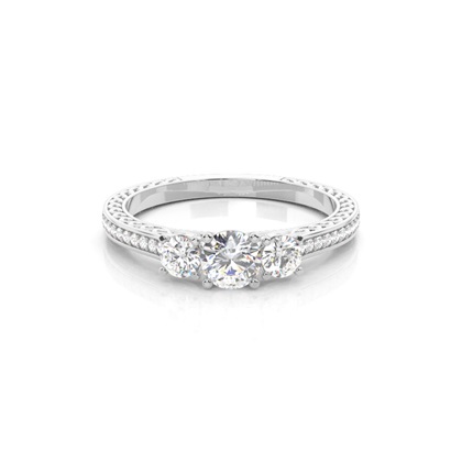 4 Prong Setting Trilogy Diamond Engagement Ring