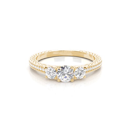 Yellow Gold Three Stone Diamond Rings