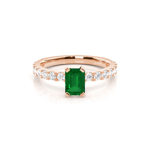 Prong Setting Emerald Side Stone Ring