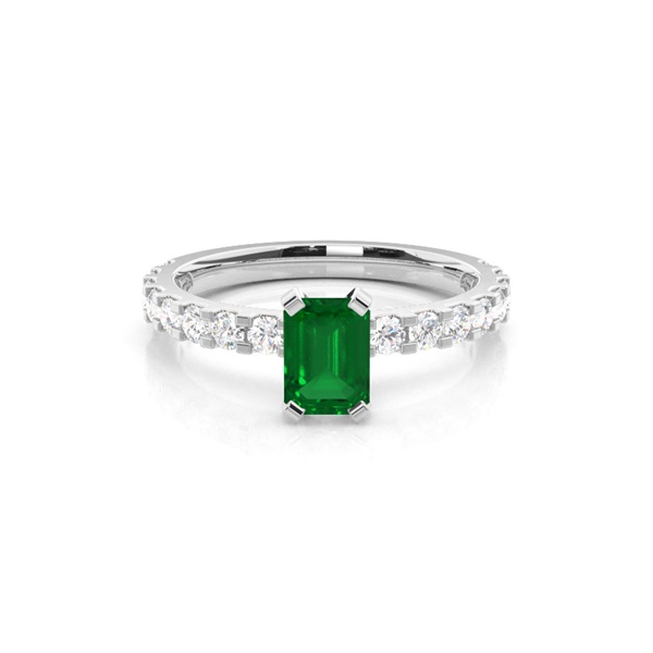 Prong Setting Emerald Side Stone Ring