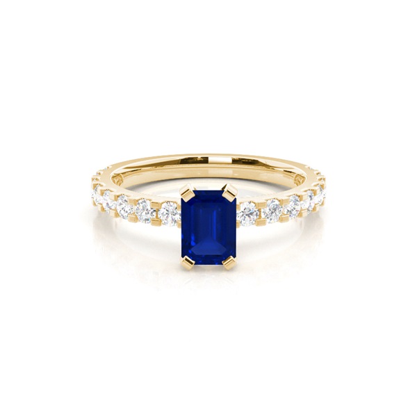 Prong Setting Blue Sapphire Side Stone Ring
